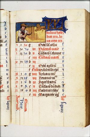 July: a man reaping corn; Leo