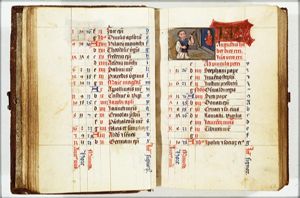 August: a man threshing; Virgo