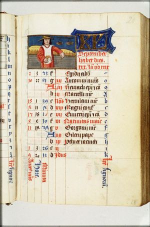 September: a man sowing; Libra