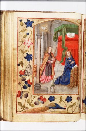 The Annunciation: Gabriel announces Christ's birth to Mary
