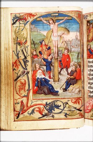 The Crucifixion, with Mary, St. John, Longinus piercing Christ's side with a lance
