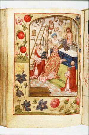 The mass of St. Gregory the Great: Christ appears on the altar