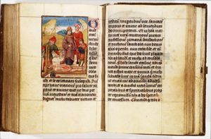 The martyrdom of St. Erasmus of Formiae: his bowels are wound on to a windlass