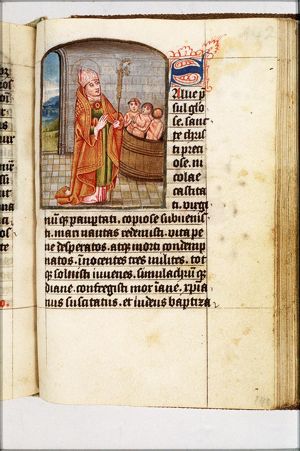 St. Nicholas, Bishop of Myra, and the three children in the tub