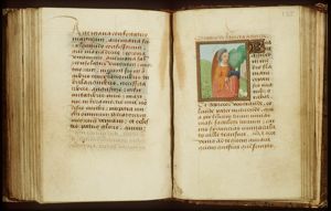 St. Agnes of Rome holding a book, a lamb at her feet