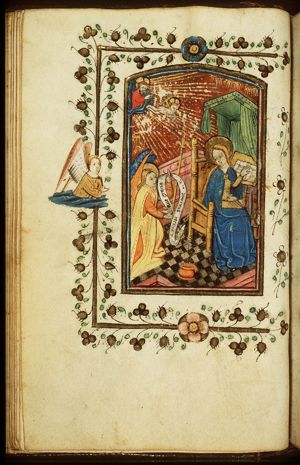 The Annunciation: Gabriel announces Christ's birth to Mary