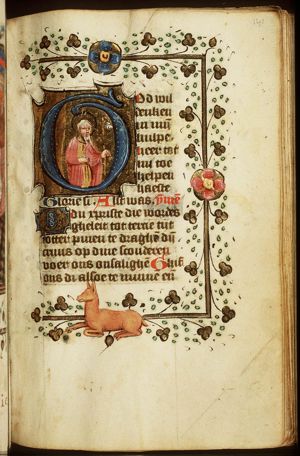 St. James the Great holding a staff with a shell