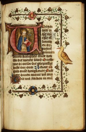 An apostle holding a book and a staff(?)