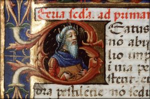 David playing the harp