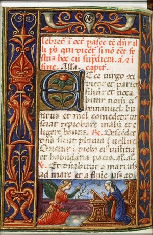 The Annunciation: Gabriel announces Christ's birth to Mary