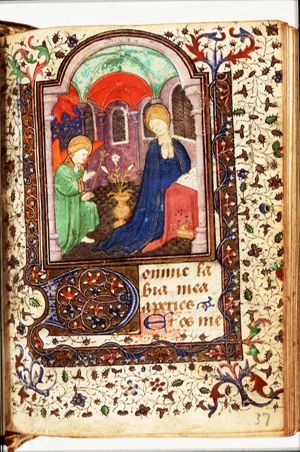 The Annunciation: Gabriel announces Christ's birth to Mary