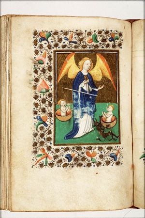 St. Michael weighing souls, conquering the dragon (Satan)