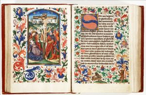 The Crucifixion, with Mary, St. John, St. Mary Magdalene and other female saints, the confessing centurion, and soldiers