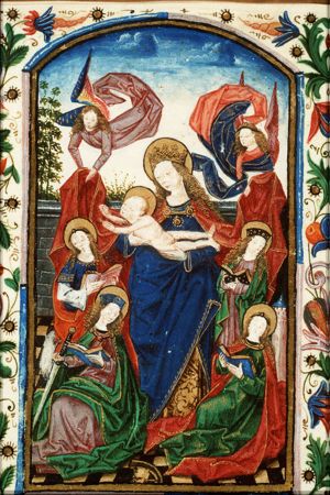 Mary with the Christ-child, St. Agnes of Rome, St. Lucy of Syracuse, St. Barbara and St. Catherine of Alexandria