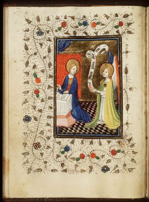 The Annunciation: Gabriel announces Christ's birth to Mary