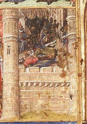 The occupation of Rome by the Gauls and C. Fabius Dorsuo's sacrifice to gods: three corpses, a man holding a lamb