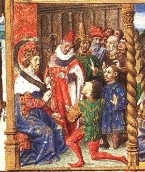 Numa Pompilius, king of Rome, compels the people to observe religious ordinances