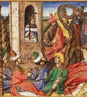Jehoiachin, king of Judah, standing at the barred window of his prison in Babylon, hears Ezekiel prophesying outside? Or: M. Atilius Regulus, Roman general, prisoner of the Carthaginians
