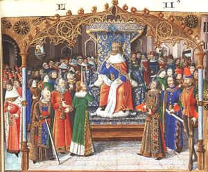 Emperor Augustus giving audience, surrounded by his court