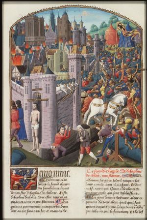 The Numantines refuse to accept the Roman general Gaius Hostilius Mancinus as their hostage; he was delivered naked to their city by the Roman senate to shame him for his failure to conquer the city; Scipio Africanus Minor has soldiers dig trenches and then fill them again to restore military discipline, and then starves the Numantines by a siege; in despair many Numantines set fire to their city rather then surrender it