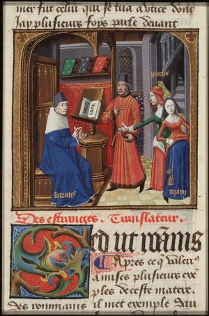 Socrates rebukes Alcibiades who was found with the girl Mylon; Xanthippe present