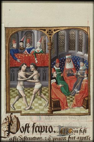 During the time Publius Cornelius Scipio was in Sicily preparing his army and the transportation to Africa, he wrestles in the Gymnasium (1st of 2)