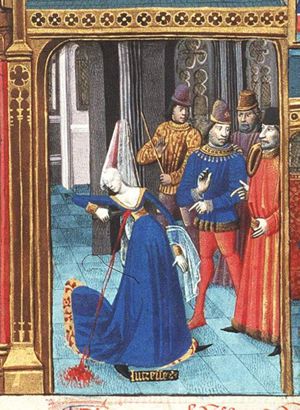 Lucretia committing suicide in the presence of her husband, her father, and L.J. Brutus swearing revenge