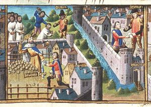 Sextus Tarquinus, the eldest son of Tarquinus Superbus, after receiving the command of the army from the Gabini, sends a messenger with a letter to ask his father what he should do; Tarquinius Superbus, not trusting the honesty of the messenger, walks into the garden and strikes with his stick at the heads of the tallest flowers; when the messenger tells Sextus Tarquinius about his father's behaviour, Sextus understands the meaning of his father's message and executes the most important inhabitants of Gabium