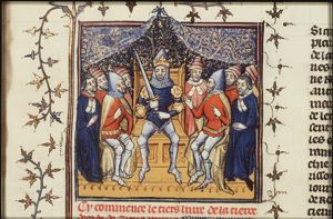 Antiochus III, king of Syria, with soldiers and counselors(?)