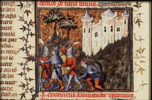 The Romans flee out of the tunnel they have dug to the town of Ambracia
