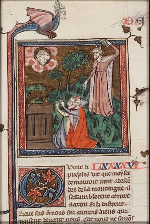 Adoration of the Golden Calf; Moses breaks the Tables of the Law
