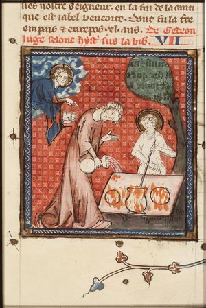 Gideon receives a sign from the angel: the food on the stone catches fire