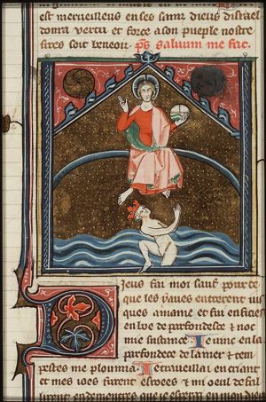 David in the water praying to God in heaven