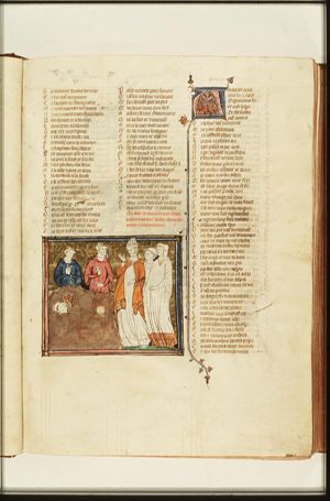 Legend of the lewd clerk of Chartres (lying dead with a flower in his mouth)