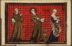 St. Jerome and a friar discovering a devil between the clothes of a woman