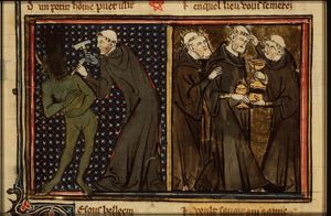 Legend of the monk making a picture of the devil and robbing his abbey