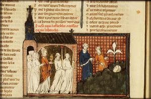 Legend of the clerk with a lily in his mouth