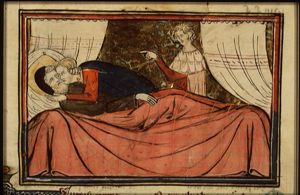 Legend of the Saracen Malaquin instructed a woman to seduce a hermit