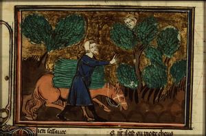 Legend of Merlin who promised his richness to a poor donkey-driver
