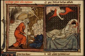 Legend of the hermit risking his soul for a poor smith