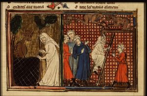 Legend of the hermit setting a trap for the devil