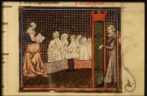 Legend of the knight having a vision while his wife was praying the office of the dead