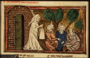 Legend of the hermit giving his possessions to thieves