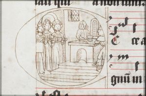 Mary enters the temple for the circumcision of the Christ-child
