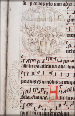 Pentecost: the Holy Spirit descends upon Mary and the apostles