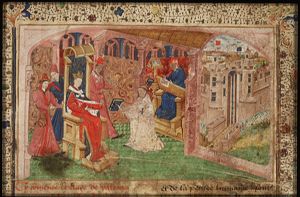 Simon de Hesdin presents his translation of Valerius Maximus' 'Facta et dicta memorabilia' to Charles V, king of France