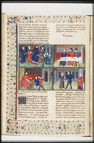 Soldiers kneeling before a ruler enthroned (1st of 4)
