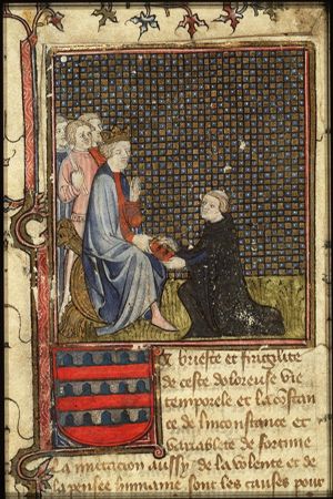 Simon de Hesdin presents his translation of the 'Facta et dicta memorabilia' of Valerius Maximus to Charles V, king of France