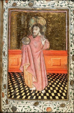 Salvator Mundi: Christ making a blessing gesture and holding an orb