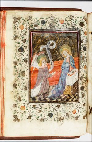 The Annunciation: Gabriel announces Christ's birth to Mary